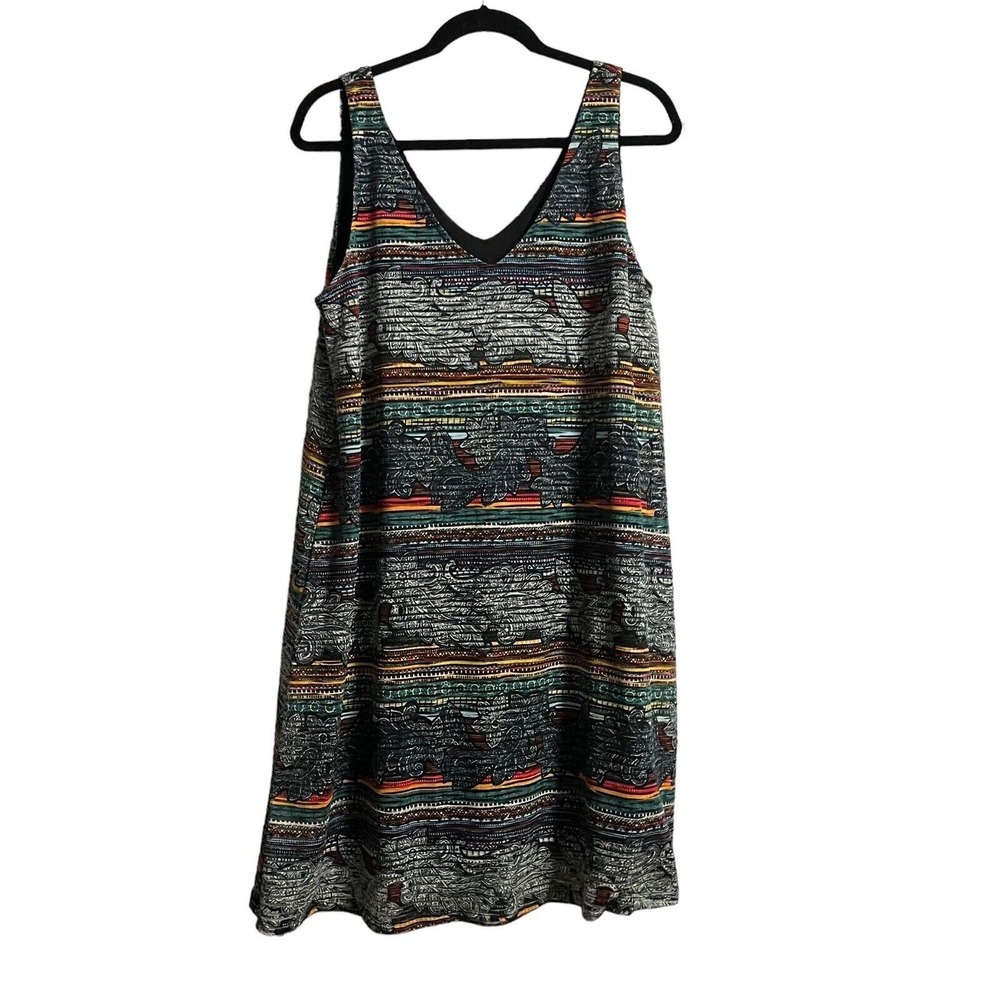 Ronni Nicole dress Womens BlackLaced Knit Multicolor Paisley Print Tank Midi